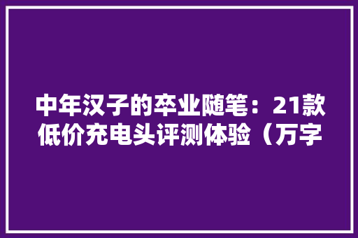 中年汉子的卒业随笔：21款低价充电头评测体验（万字长文+百图）