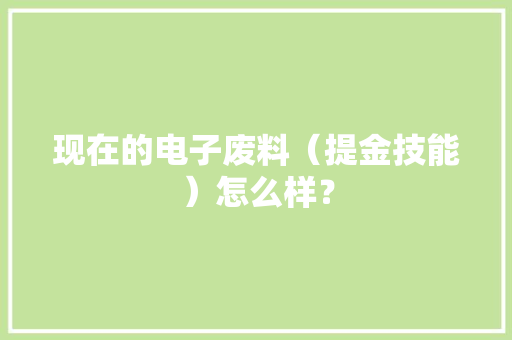 现在的电子废料（提金技能）怎么样？