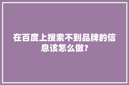 在百度上搜索不到品牌的信息该怎么做？