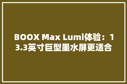 BOOX Max Lumi体验：13.3英寸巨型墨水屏更适合“严肃阅读”