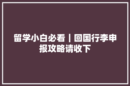 留学小白必看｜回国行李申报攻略请收下