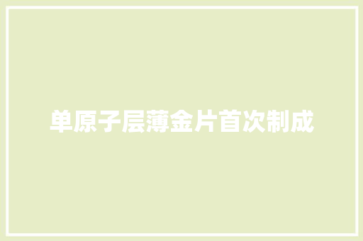 单原子层薄金片首次制成