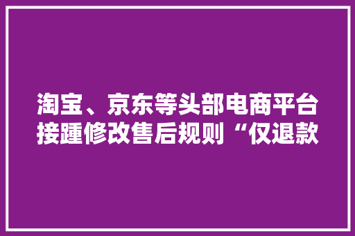 淘宝、京东等头部电商平台接踵修改售后规则“仅退款”会成为电商标配吗？