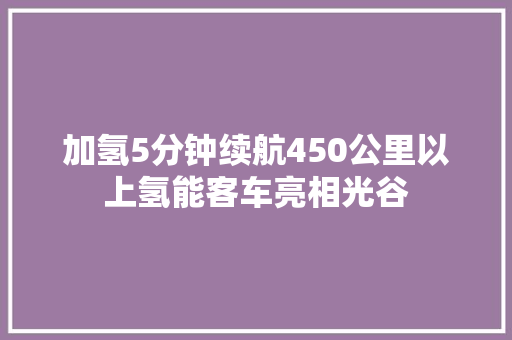 加氢5分钟续航450公里以上氢能客车亮相光谷
