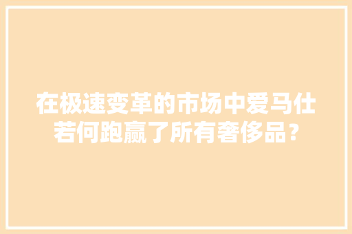 在极速变革的市场中爱马仕若何跑赢了所有奢侈品？