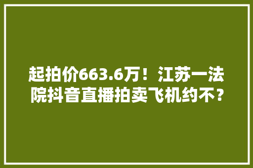 起拍价663.6万！江苏一法院抖音直播拍卖飞机约不？