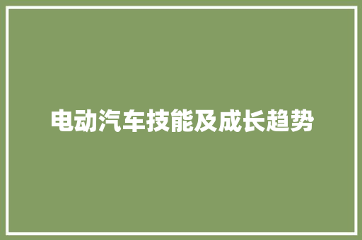 电动汽车技能及成长趋势
