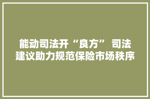 能动司法开“良方” 司法建议助力规范保险市场秩序