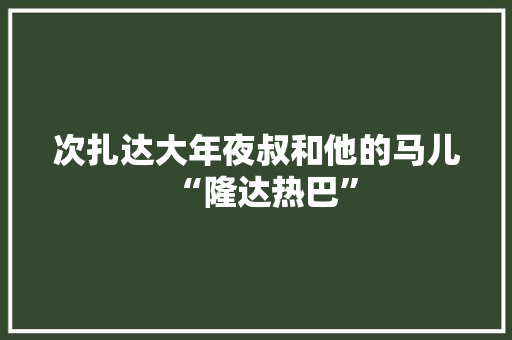 次扎达大年夜叔和他的马儿“隆达热巴”