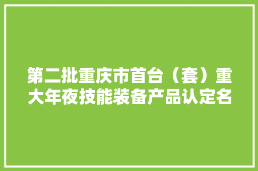 第二批重庆市首台（套）重大年夜技能装备产品认定名单公布！