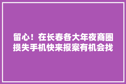 留心！在长春各大年夜商圈损失手机快来报案有机会找回
