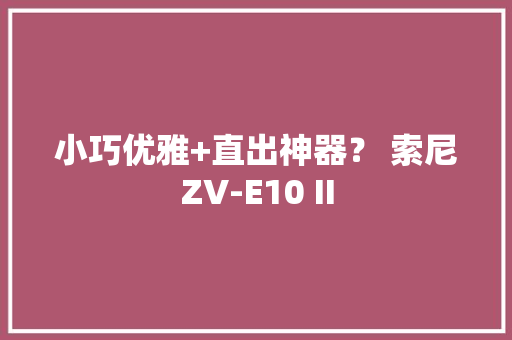小巧优雅+直出神器？ 索尼ZV-E10 II