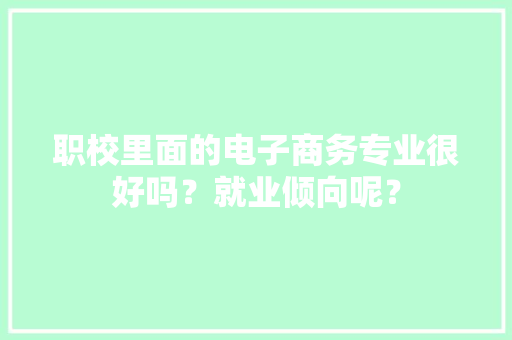 职校里面的电子商务专业很好吗？就业倾向呢？