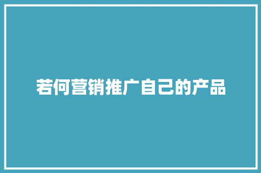 若何营销推广自己的产品
