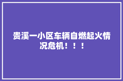 贵溪一小区车辆自燃起火情况危机！！！