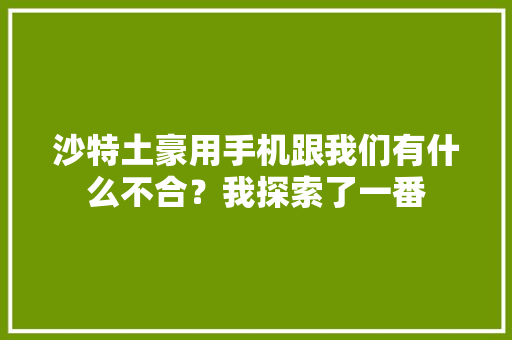 沙特土豪用手机跟我们有什么不合？我探索了一番