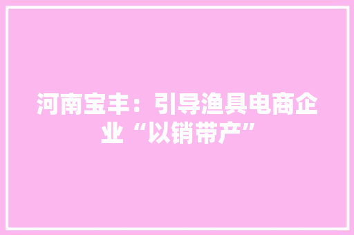 河南宝丰：引导渔具电商企业“以销带产”