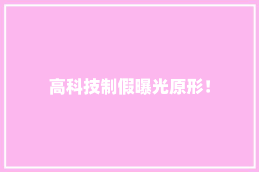 高科技制假曝光原形！
