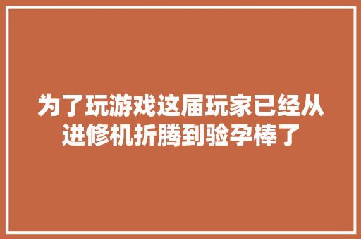 为了玩游戏这届玩家已经从进修机折腾到验孕棒了