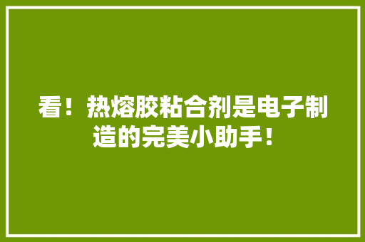 看！热熔胶粘合剂是电子制造的完美小助手！