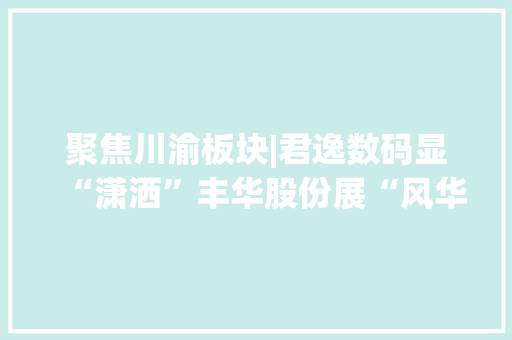 聚焦川渝板块|君逸数码显“潇洒”丰华股份展“风华”
