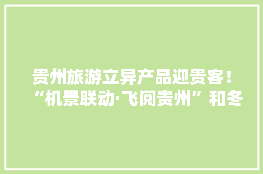 贵州旅游立异产品迎贵客！“机景联动·飞阅贵州”和冬游贵州旅游产品宣告