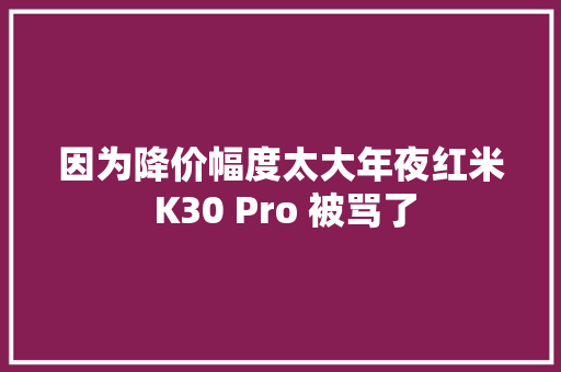因为降价幅度太大年夜红米 K30 Pro 被骂了