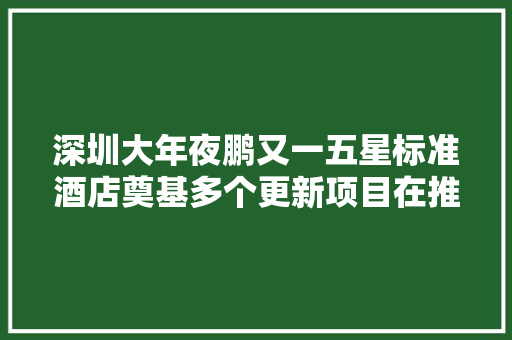 深圳大年夜鹏又一五星标准酒店奠基多个更新项目在推进