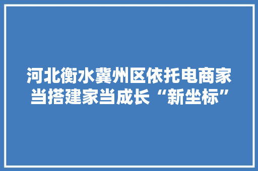 河北衡水冀州区依托电商家当搭建家当成长“新坐标”