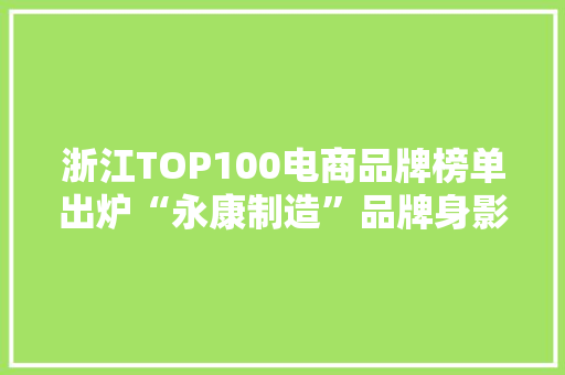 浙江TOP100电商品牌榜单出炉“永康制造”品牌身影生动