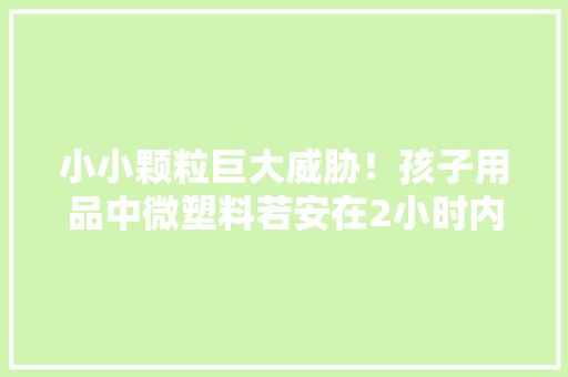 小小颗粒巨大威胁！孩子用品中微塑料若安在2小时内入侵大年夜脑？