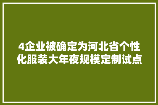 4企业被确定为河北省个性化服装大年夜规模定制试点企业