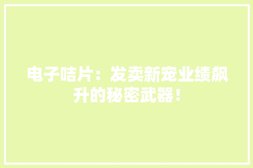电子咭片：发卖新宠业绩飙升的秘密武器！