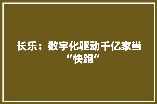 长乐：数字化驱动千亿家当“快跑”