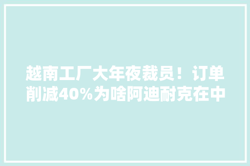 越南工厂大年夜裁员！订单削减40%为啥阿迪耐克在中国越来越少见？