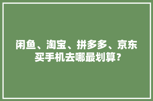 闲鱼、淘宝、拼多多、京东 买手机去哪最划算？