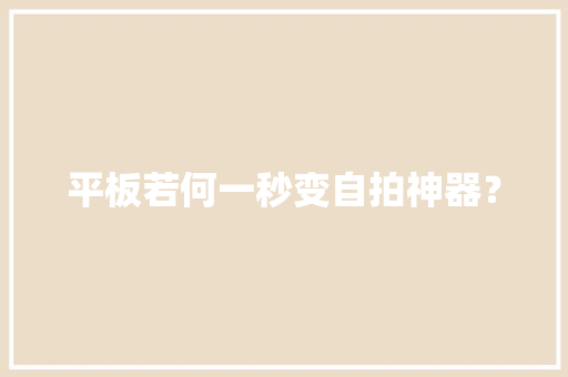 平板若何一秒变自拍神器？