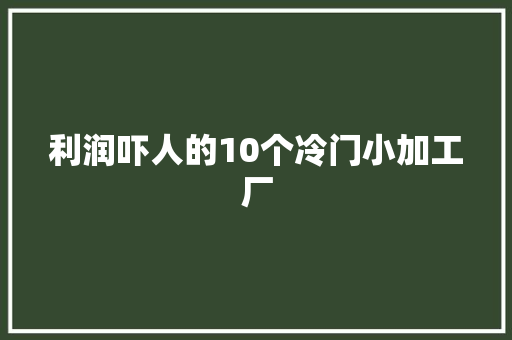 利润吓人的10个冷门小加工厂