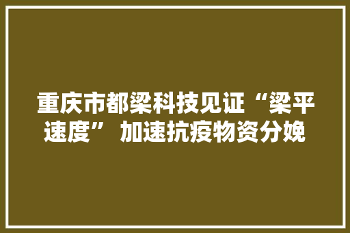 重庆市都梁科技见证“梁平速度” 加速抗疫物资分娩