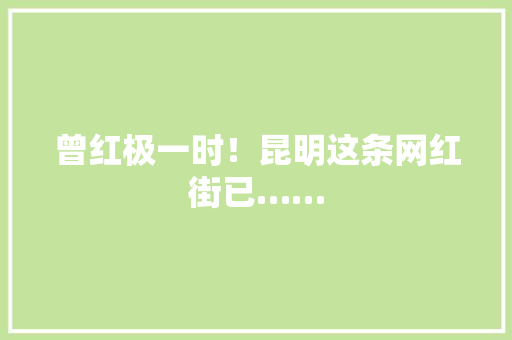 曾红极一时！昆明这条网红街已……