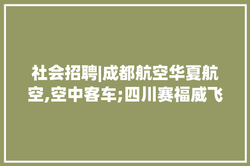 社会招聘|成都航空华夏航空,空中客车;四川赛福威飞机维修做事