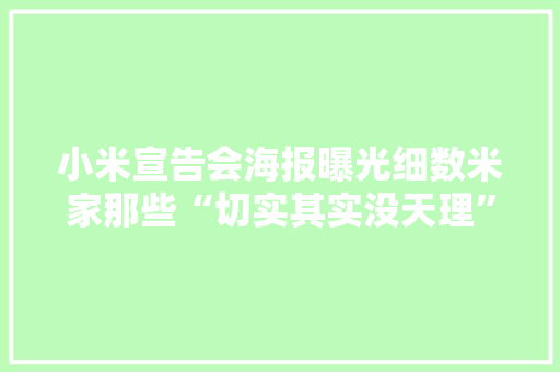 小米宣告会海报曝光细数米家那些“切实其实没天理”的海报设计