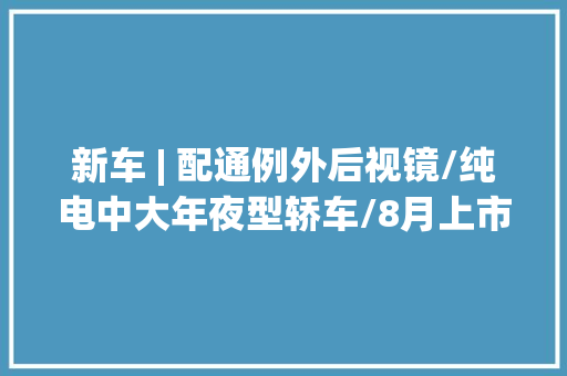 新车 | 配通例外后视镜/纯电中大年夜型轿车/8月上市享界S9最新官图