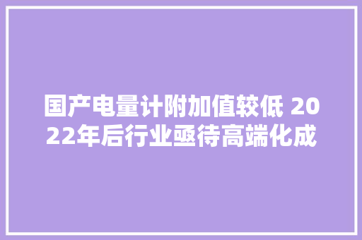 国产电量计附加值较低 2022年后行业亟待高端化成长