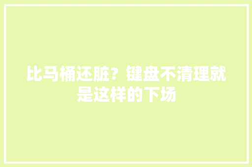 比马桶还脏？键盘不清理就是这样的下场