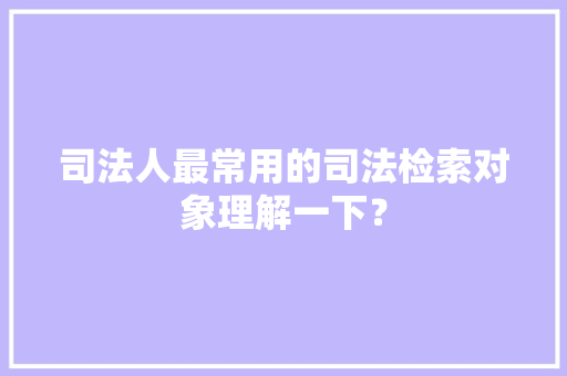 司法人最常用的司法检索对象理解一下？