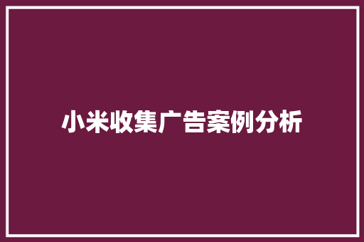 小米收集广告案例分析
