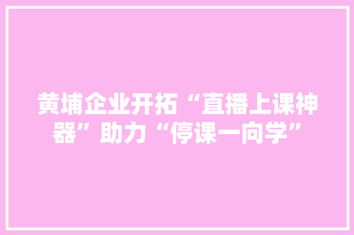 黄埔企业开拓“直播上课神器”助力“停课一向学”