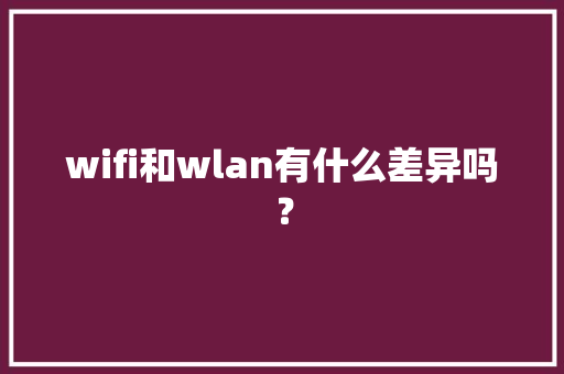 wifi和wlan有什么差异吗？