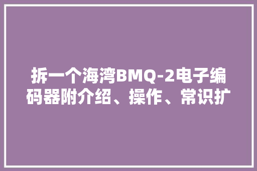 拆一个海湾BMQ-2电子编码器附介绍、操作、常识扩充